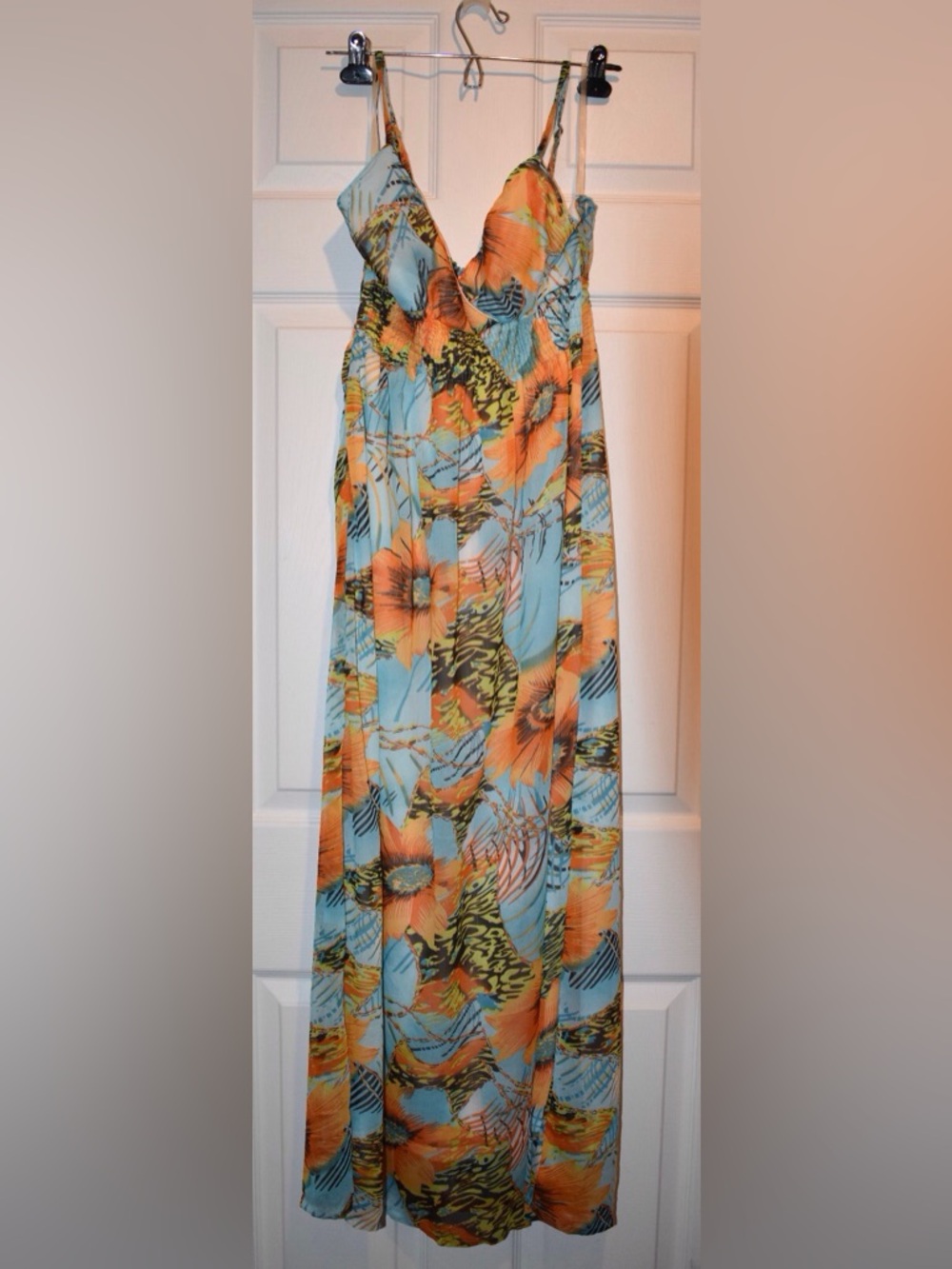 Floral Print Maxi Skirt — Blue Multi